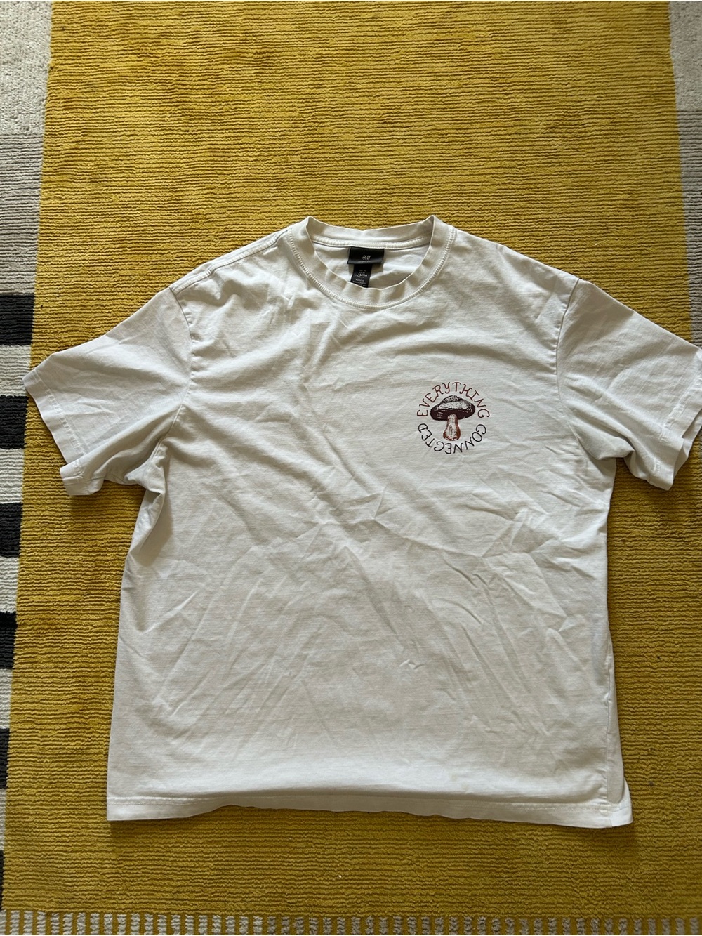 H&M White Short Sleeve Graphic Crewneck T-Shirt
